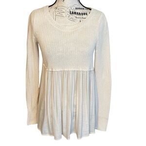 Kimchi Blue Boho Mixed Media Sweater Cream Size XS
